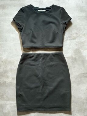 Two-Way Convertible Neoprene Dress Set Black Zip Coord Set | Size S | NWT
